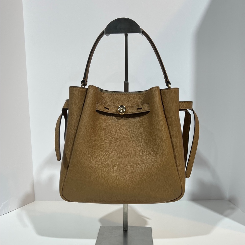 Tory Burch “Romy” Bucket bag in camel color